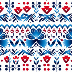 Obraz premium Floral seamless vector pattern with flowers, leaves, and branches for wallpaper or decoration ,Generated By Ai