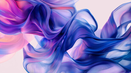 
A vibrant and dynamic abstract design. It features flowing, twisted strands of color that transition from deep blue to purple, with hints of pink and white.