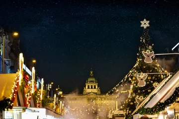 Fototapeten Prag Wenceslas square at Christmas time, Prague, Czech Republic  © Richard Semik