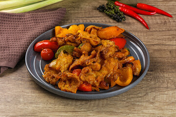 Asian cuisine - roasted crocodile meat