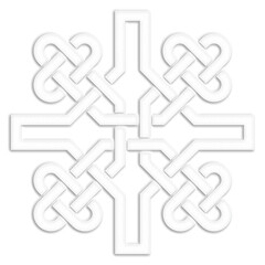 Celtic sign, white. Celtic knot symbol resembling a plaster ornament for use in St. Patrick's Day designs.