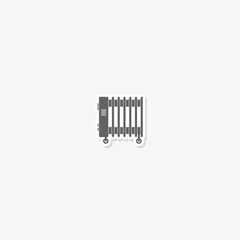 Electric heater icon sticker isolated on gray background