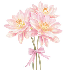 Fototapeta premium Light pink bouquet, watercolor, transparent background illustration