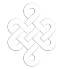 Celtic symbol made with celtic knots, white. Celtic knot symbol resembling a plaster ornament for use in St. Patrick's Day designs.