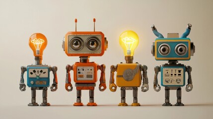 Colorful Vintage Style Robots Retro Mechanical Toy Figures
