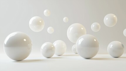 Elegant Floating Orbs of Glass Against Minimalist Backdrop
