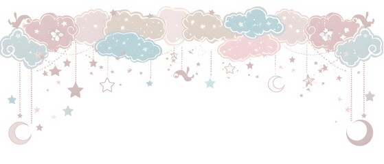 Obraz premium Cute Clouds and Stars Nursery Decor Illustration