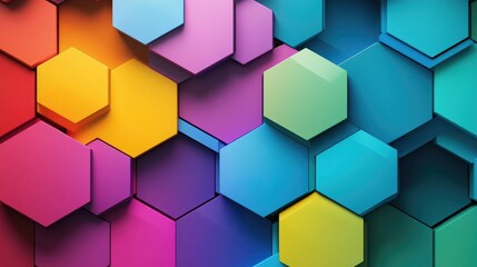 Abstract background with interlocking hexagonal shapes in vibrant colors, conveying a sense of unity and connection