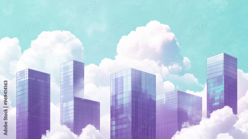 Wall mural sky cityscape.