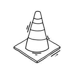 line drawing of a traffic cone with stripes
