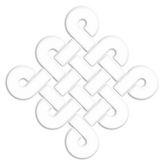 Celtic symbol, white. Celtic knot symbol resembling a plaster ornament for use in St. Patrick's Day designs.