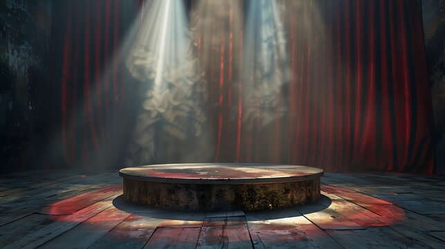 Level podium for a circus platform old spotlight circle stand for theater tent
