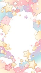 Cute Pastel Stars Clouds Frame Background Illustration