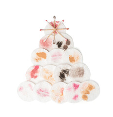 Dirty Cotton Pads and Swabs Isolated, Makeup Removal, Used Cotton Disks after Makeup Cleansing