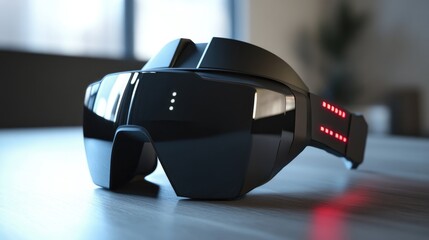 An advanced virtual reality headset with a sleek design and high-tech features, representing immersive technology