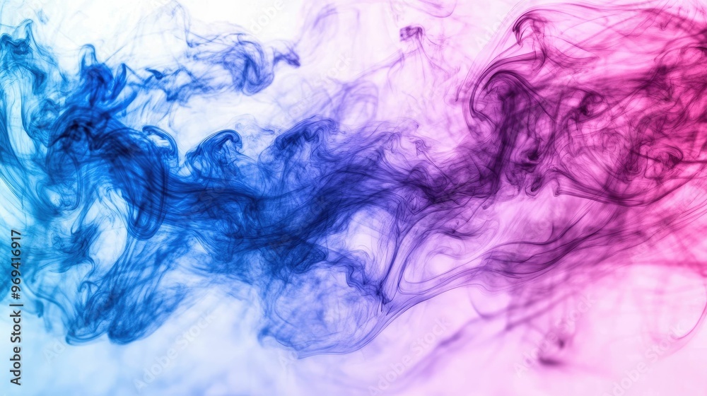 Sticker Abstract colorful smoke patterns in blue and pink hues.