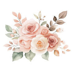 Fototapeta premium Bouquet of roses on transparent background