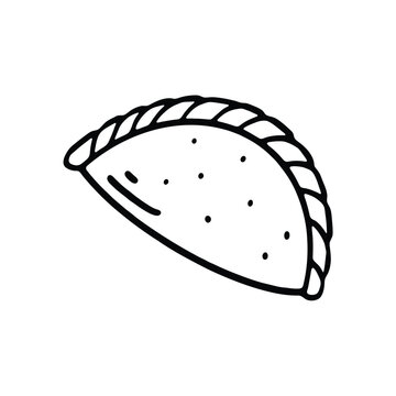 recommend clip art: hand-drawn illustration of an empanada with a braided crust edge and dotted detailing.