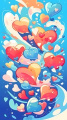 Colorful Heart Pattern Background Illustration