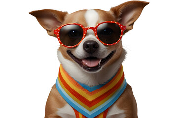 Stylish Dog with Sunglasses Isolated on Transparent Background