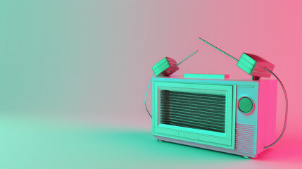 Obraz premium retro radio and cassette player, 80s and 90s radio