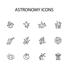 Astronomy icon set.vector.Editable stroke.linear style sign for use web design,logo.Symbol illustration.