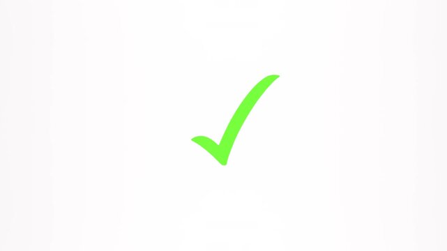 Green checkmark animation and double check icon. Yes tick. Correct check mark symbol. Yes sign. Correct vote icon on white background.