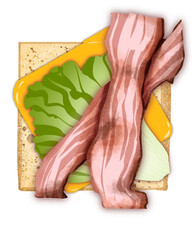 toast with fried bacon and cheese