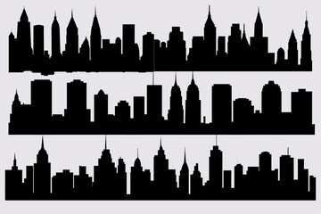 Fototapeta premium Black City Skyline Silhouette Vector in White Background Design 