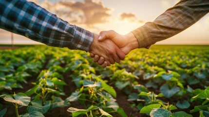 Farmers Shaking Hands in a Field
