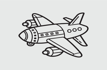 Black line art of a air craft air plane  for kids coloring book coloring page doodle art in white background 