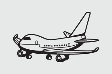 Black line art of a air craft air plane  for kids coloring book coloring page doodle art in white background 