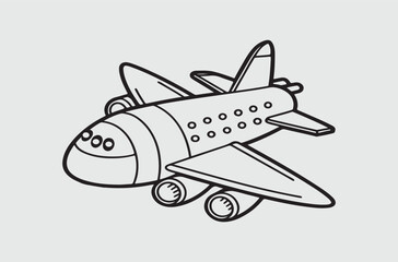 Black line art of a air craft air plane  for kids coloring book coloring page doodle art in white background 