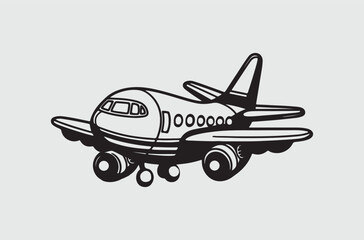 Black line art of a air craft air plane  for kids coloring book coloring page doodle art in white background 