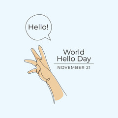 World Hello Day vector design template good for celebration usage. World Hello Day design. continuous line drawing. eps 10.