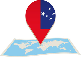 Samoa flag on World map