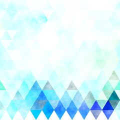 A soft, abstract pattern of blue and green triangles creating a tranquil, artistic background.