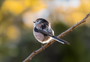 Close-up of a small bird on a branch with a blurred background.
