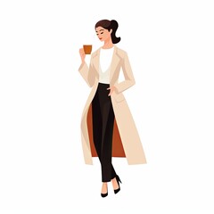 Obraz premium minimalist character with a woman holding a coffee cup
