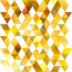 A vibrant pattern of yellow and brown triangles creating a textured, abstract design.
