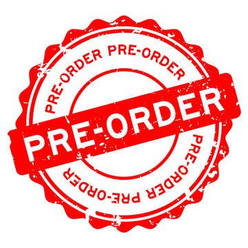 Grunge red pre-order word round rubber seal stamp on white background