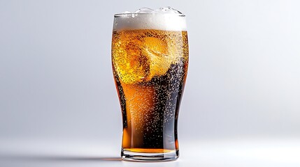 A frothy head tops a cold beer, inviting and refreshing.