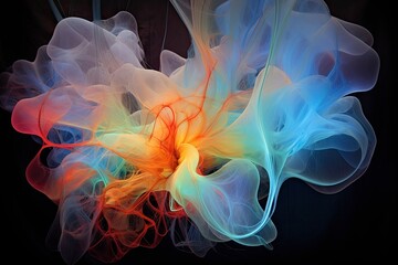 Web of Fiber Optic Cables Transmitting Data Signals 