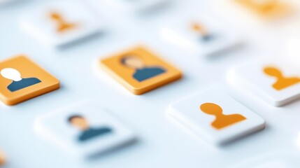 Close-up of colorful user profile icons arranged on a light background, depicting diverse individuals in a digital interface.