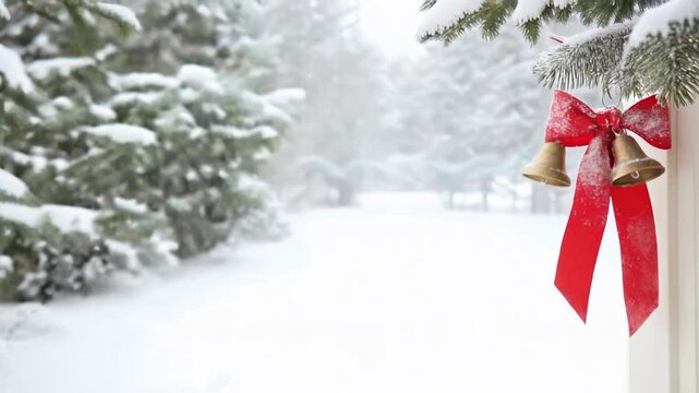 Winter Scene with Christmas Decorations