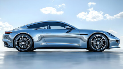 A sleek, modern sports car showcased against a clear sky.