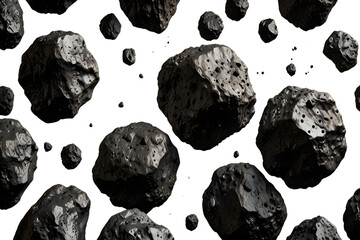 Naklejka premium Asteroids Floating Isolated on Transparent Background