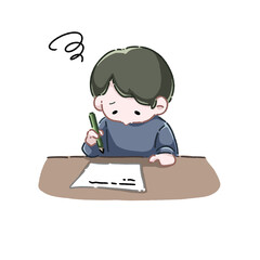 頑張って勉強する男の子