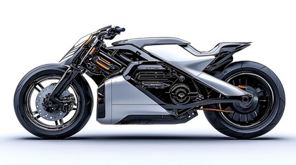 Fototapeta premium A futuristic motorcycle, sleek and powerful, exudes modern cruiser style.