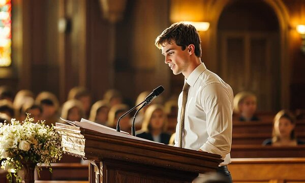 Man Giving a Speech at a Ceremony